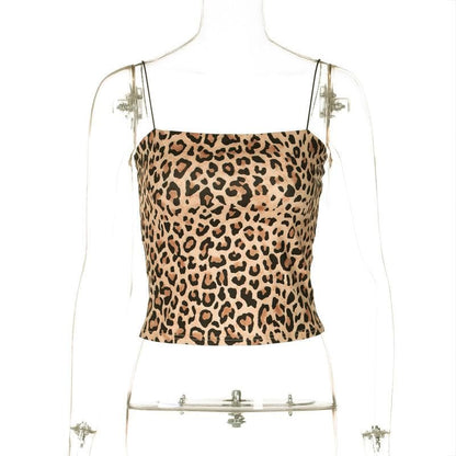 Spaghetti strap leopard print cami top