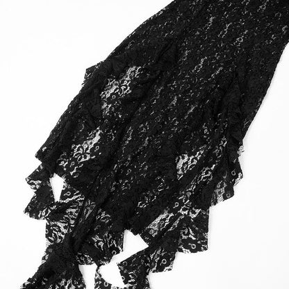 Short sleeve lace ruffle high slit mini dress
