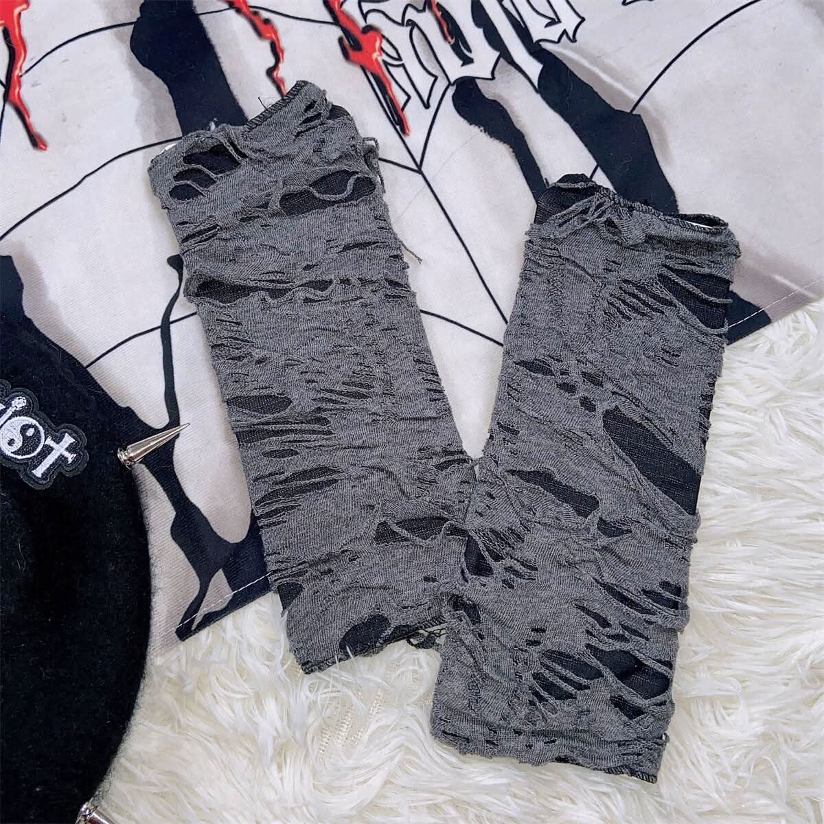 Hollow out cross decor leg warmer gloves