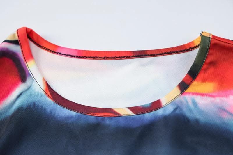 Long sleeve tie dye round neck mini skirt set-final-sale