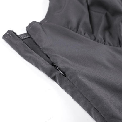 Sweetheart neck ruched pleated zip-up cami mini dress