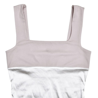 Square neck contrast ruched cami mini dress