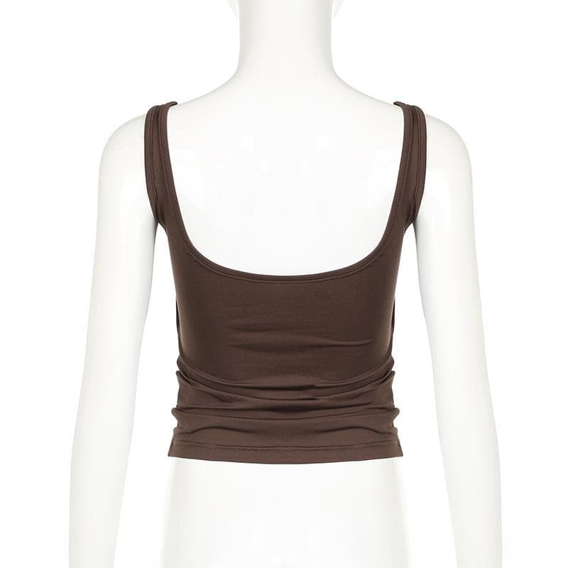 Sleeveless ruched solid backless cami top