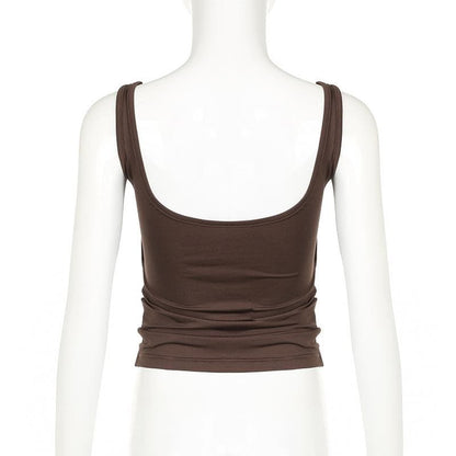 Sleeveless ruched solid backless cami top