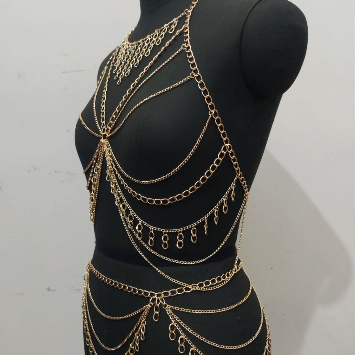 Halter metal chain hollow out cut out top