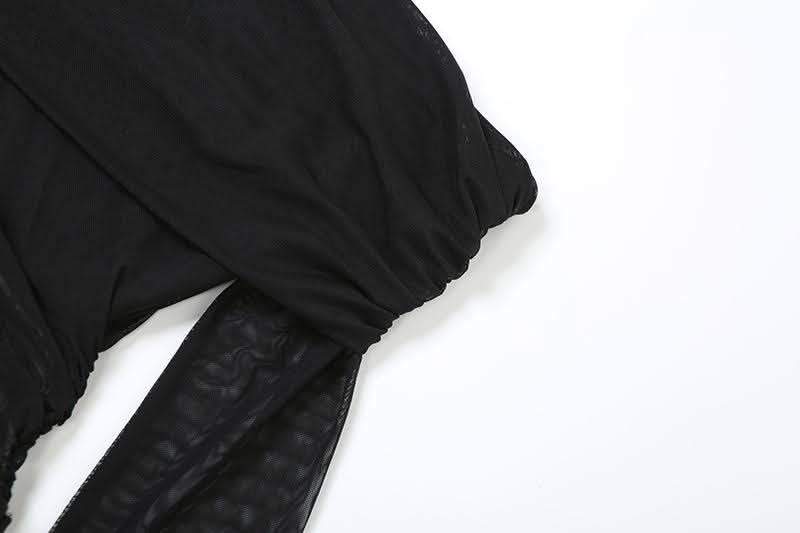 Off shoulder hollow out mesh cut out maxi dress