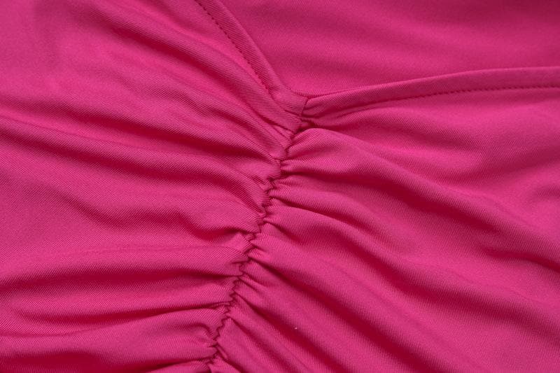 High slit ruched cross back solid cami maxi dress