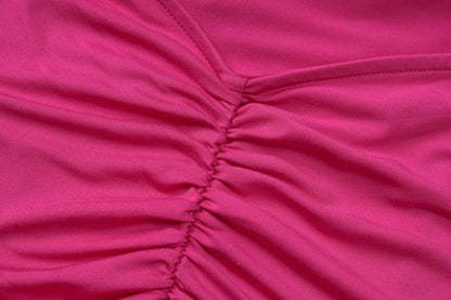 High slit ruched cross back solid cami maxi dress