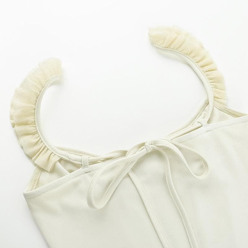 Ruffle corset patchwork stitch cami top
