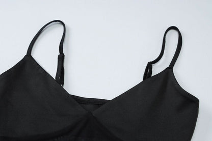 V neck mesh hollow out cami cut out maxi dress