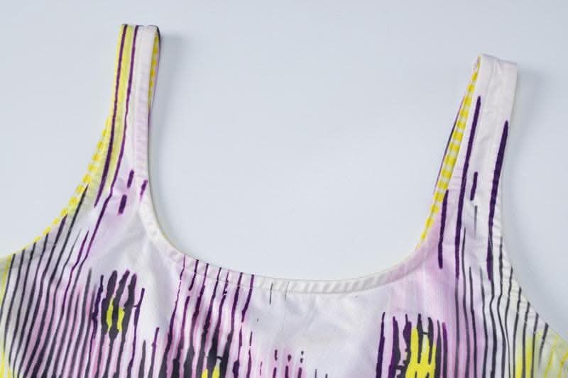 Body pattern contrast u neck sleeveless backless maxi dress-final-sale