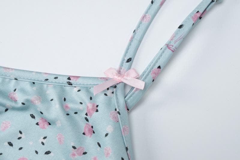 Ditsy Floral Print Square Neck Spaghetti Strap Maxi Dress