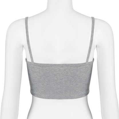 U neck print backless contrast cami top