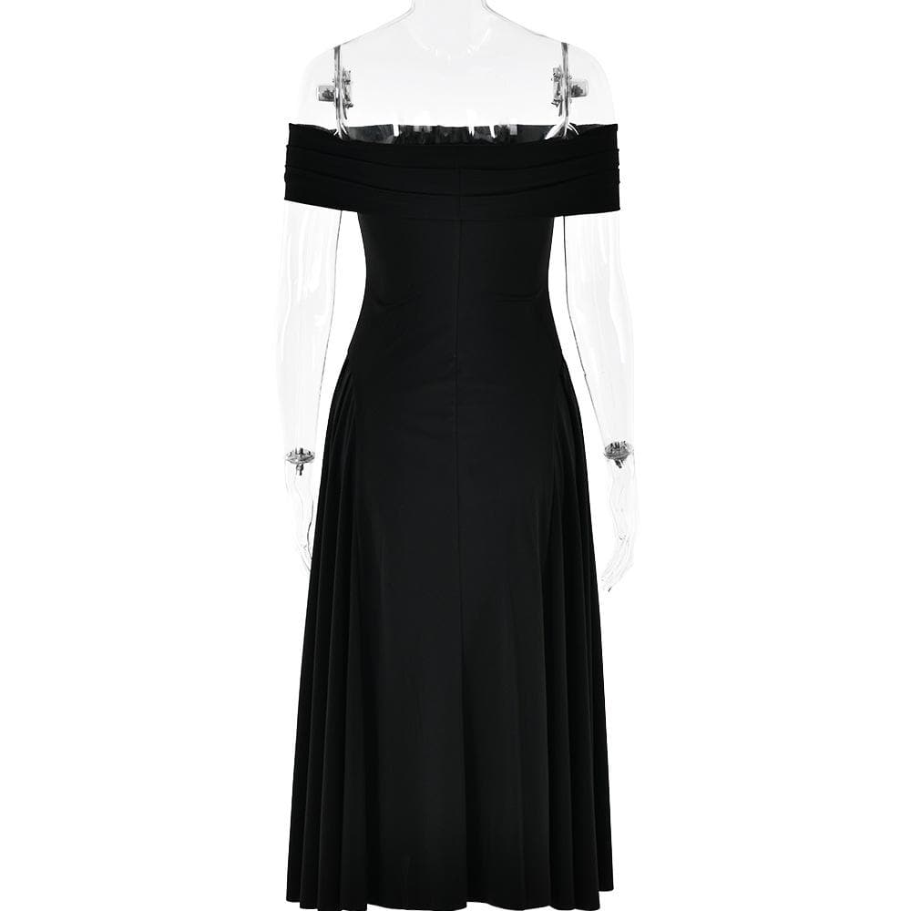 Off shoulder ruched solid backless midi dress