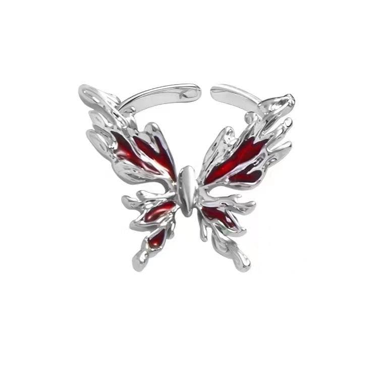 Butterfly decor open contrast ring
