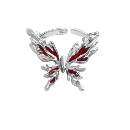 Butterfly decor open contrast ring