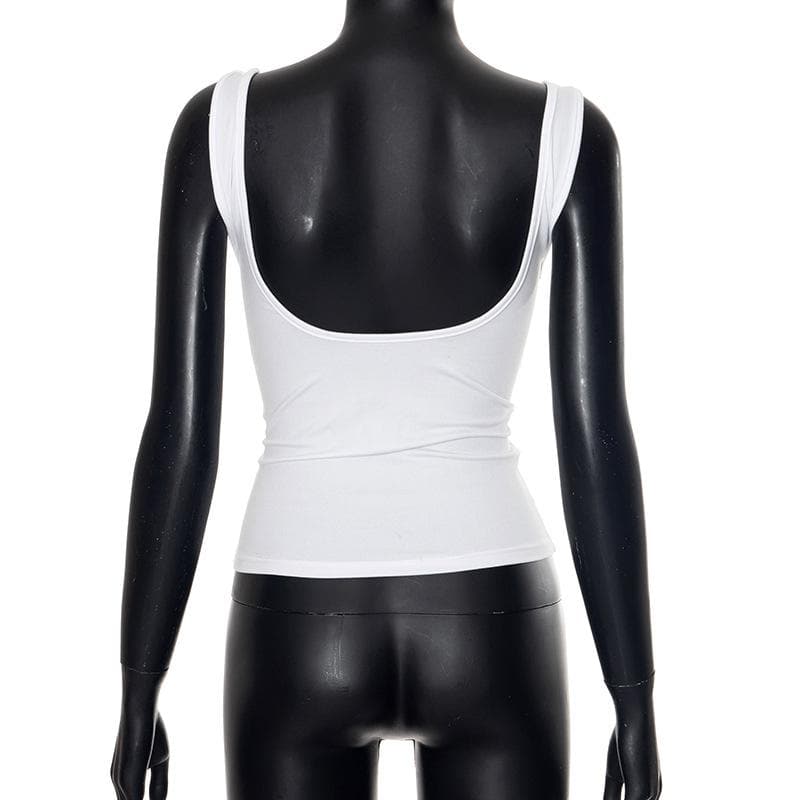 Square neck ruched backless solid top