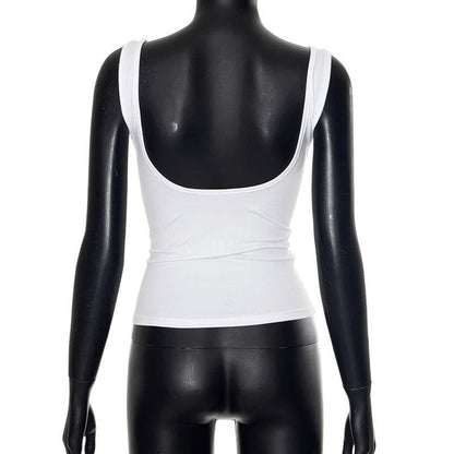 Square neck ruched backless solid top