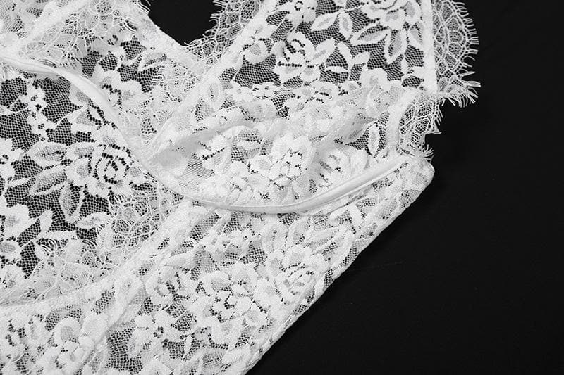 Halter lace see through hollow out cut out maxi dress