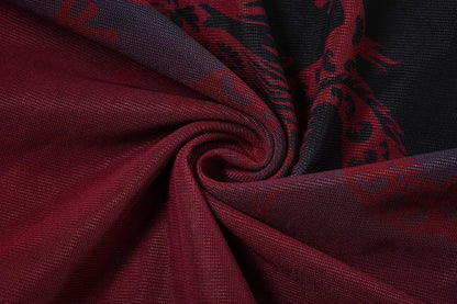 Halter irregular dragon print mini dress