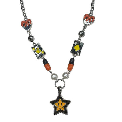 Star pendant chain faux pearl necklace