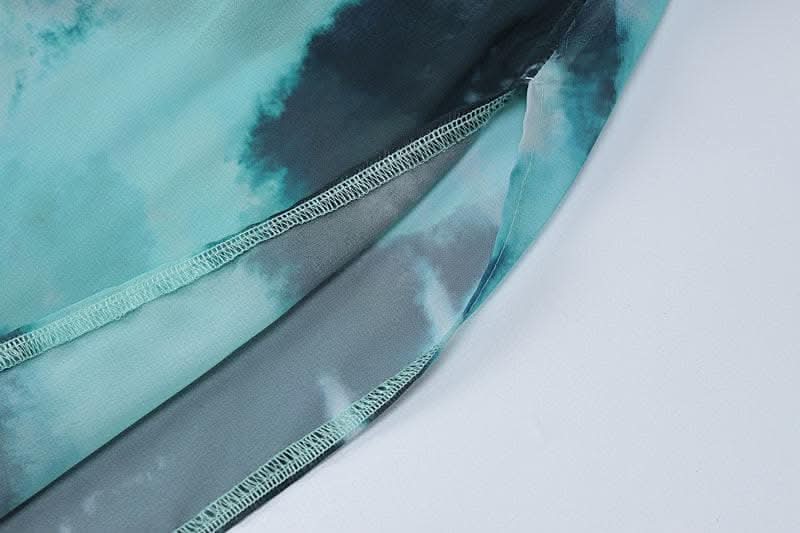 Slit chiffon tie dye contrast backless cowl neck cami maxi dress-final-sale