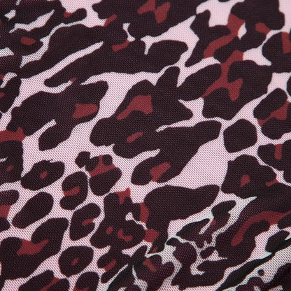 Leopard print mesh bowknot lace hem cami top