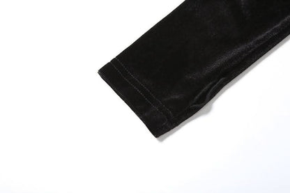 Sweetheart pattern gloves velvet mini dress