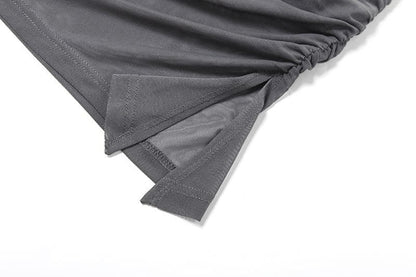 One shoulder mesh ruched slit irregular top
