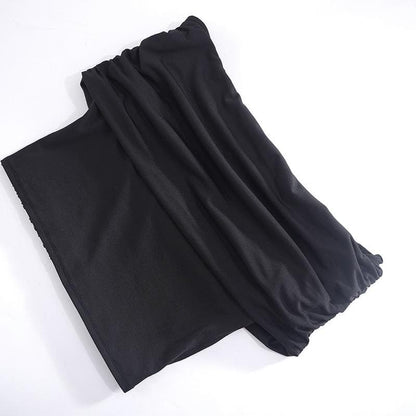 Ruched solid off shoulder hollow out backless crop cut out top