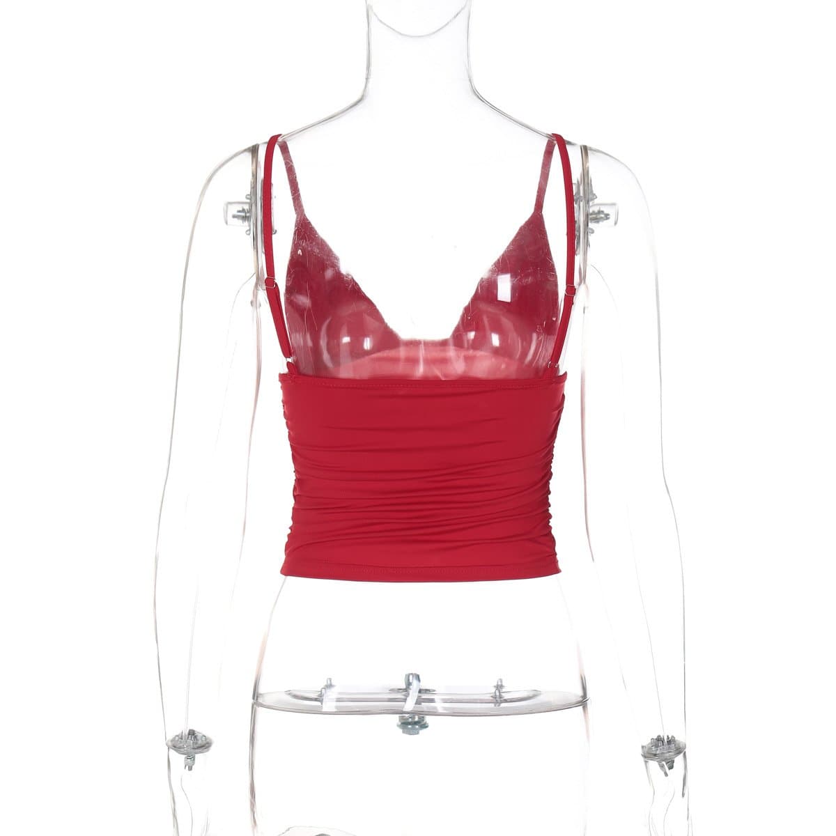 Ruched backless solid crop top