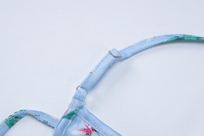 Print v neck lace hem knotted cami maxi dress