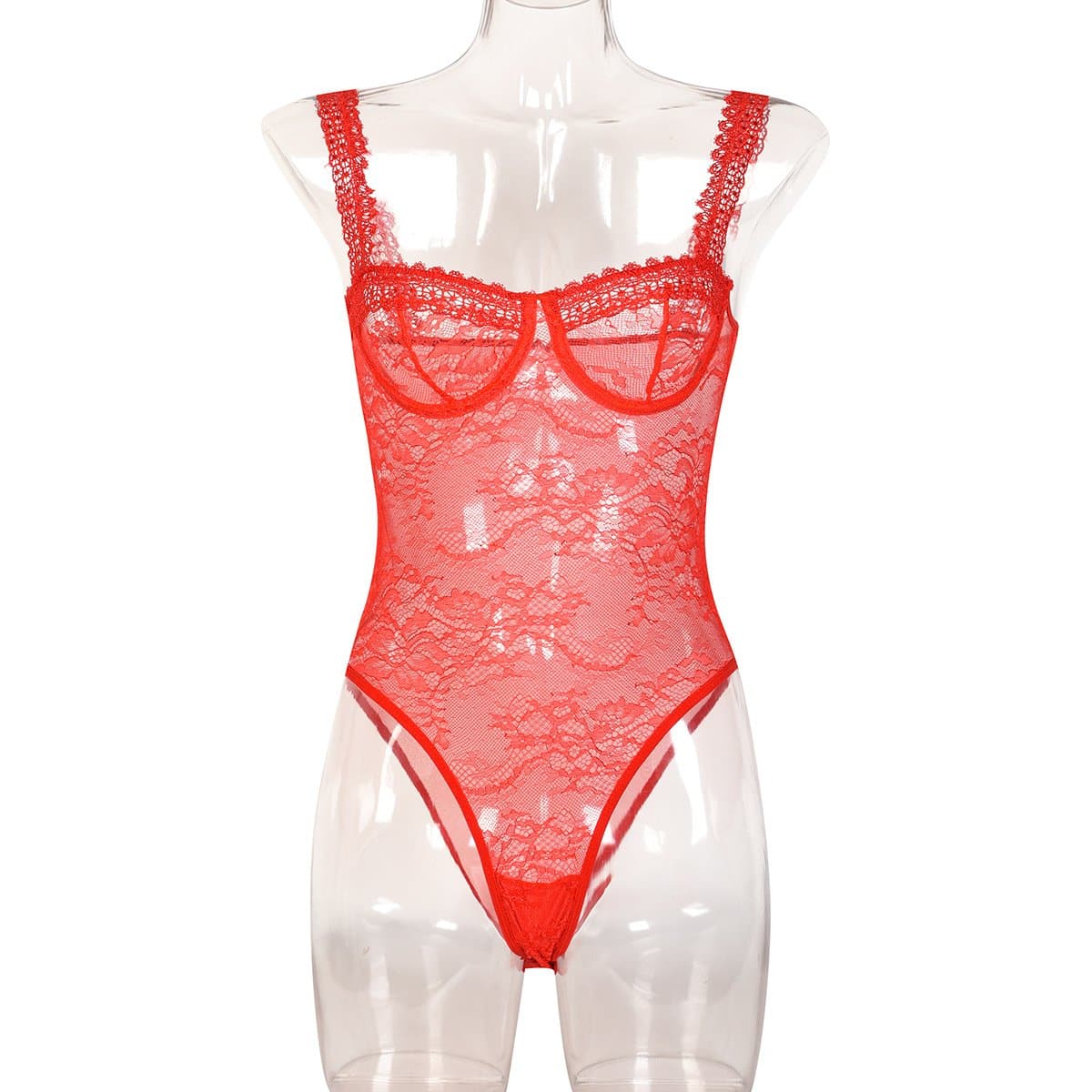Sheer lace see through backless cami bodysuit