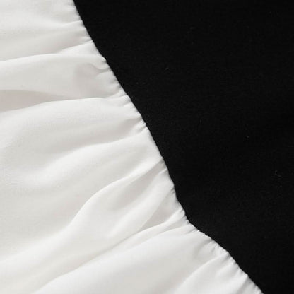 Ruched long sleeve off shoulder contrast mini dress