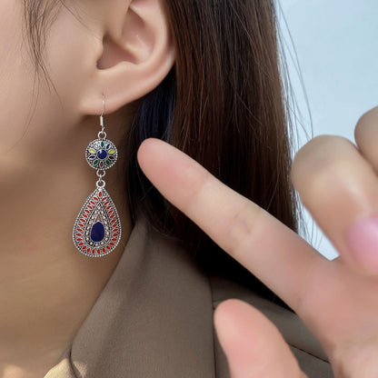 Pendant layered chain drop earrings