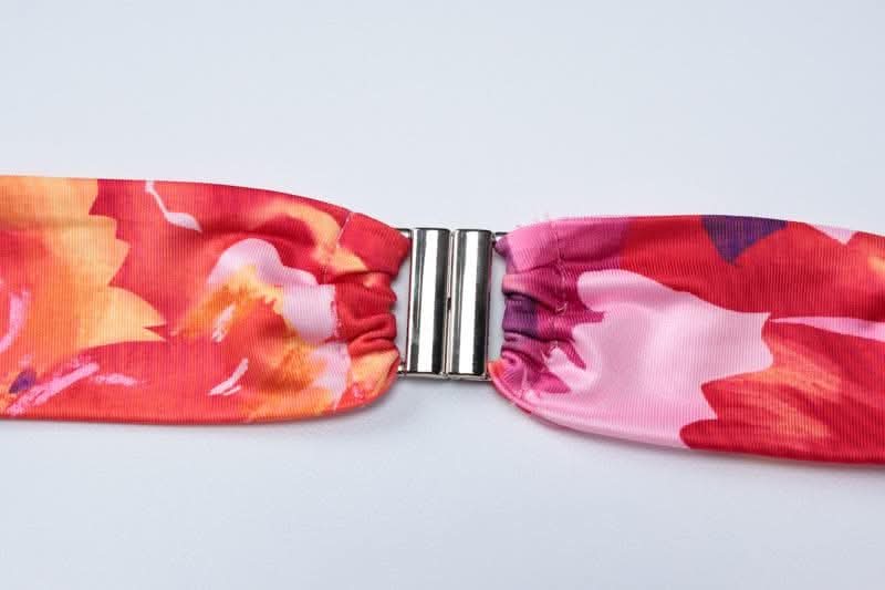 Halter flower print o ring slit maxi skirt set-final-sale