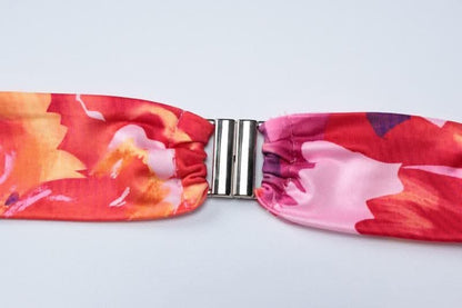 Halter flower print o ring slit maxi skirt set-final-sale