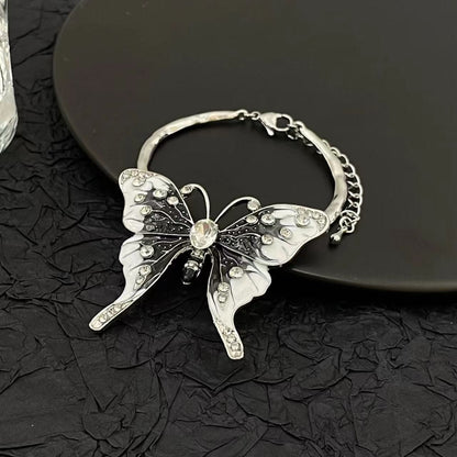 Butterfly applique rhinestone bracelet