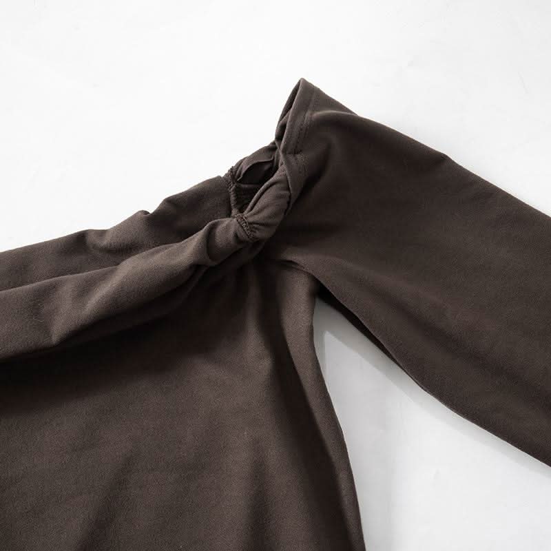 Off shoulder long sleeve backless solid top