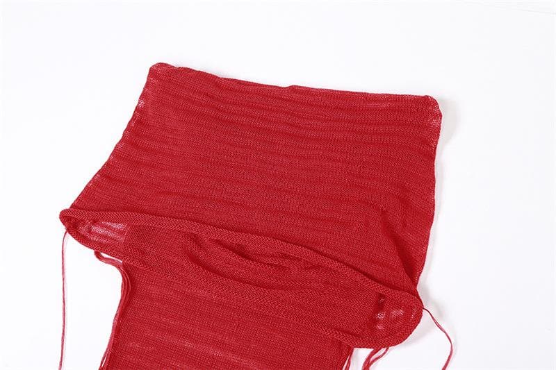 Crochet solid hoodie sleeveless see through maxi dress-final-sale