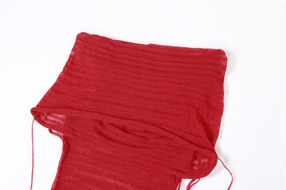 Crochet solid hoodie sleeveless see through maxi dress-final-sale