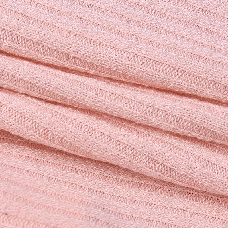 Long sleeve knitted hollow out ribbed cross front crop cut out top