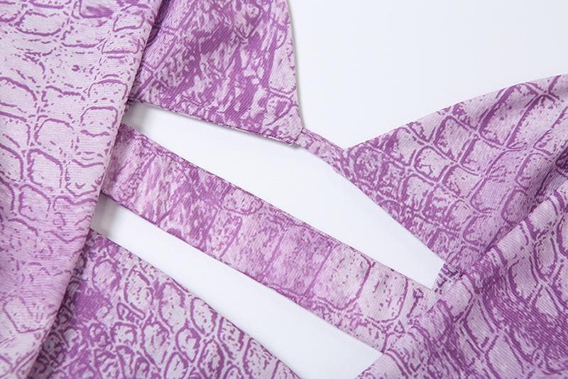 Halter hollow out print cami cut out maxi dress