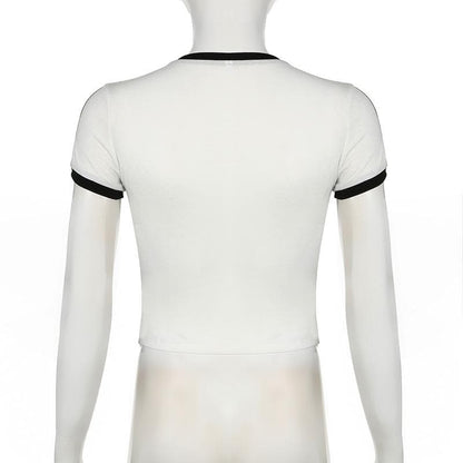Short sleeve bowknot embroidery stitch top