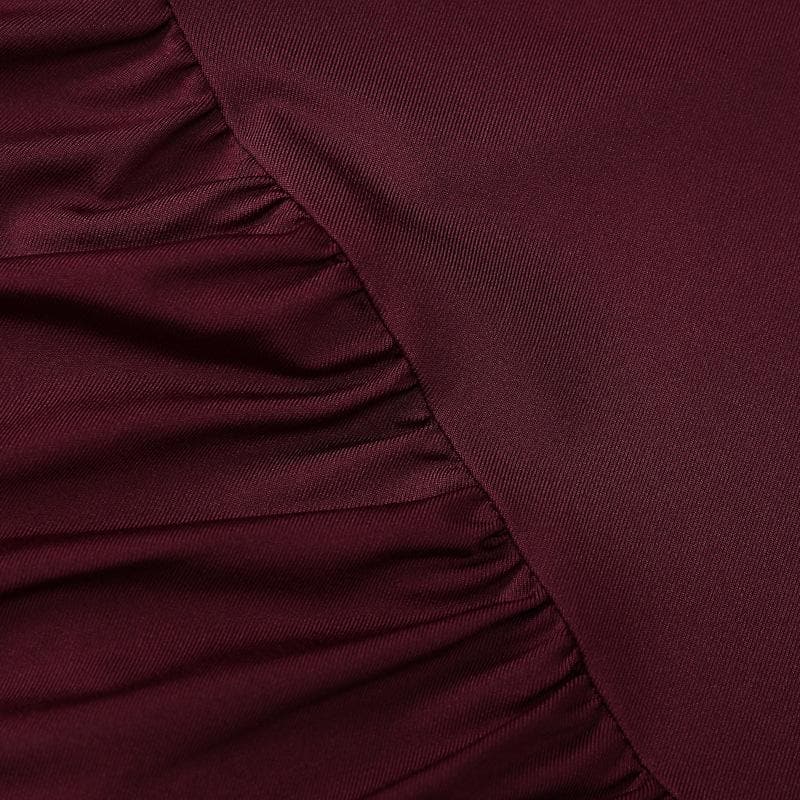 Long flared sleeve ruched solid maxi dress