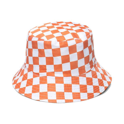 Plaid print contrast fisherman bucket hat