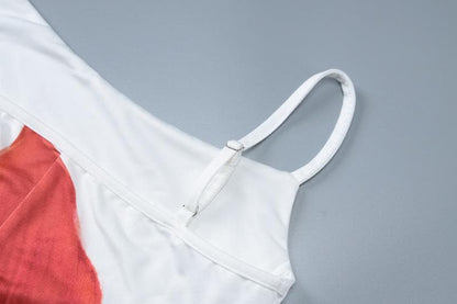 Flower print slit contrast cami maxi dress