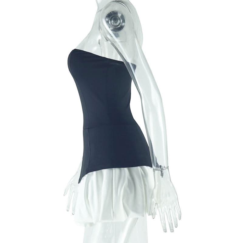 Sweetheart neck patchwork backless tube mini dress