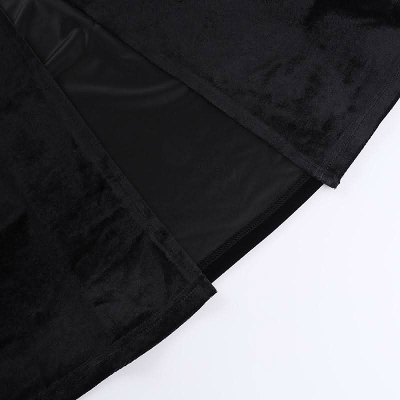 Velvet high slit pentacle pattern buckle cami maxi dress