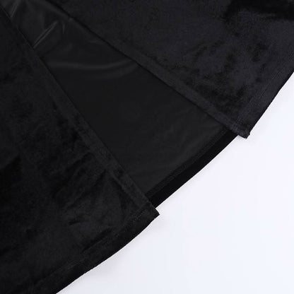 Velvet high slit pentacle pattern buckle cami maxi dress